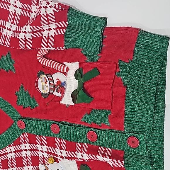 Christmas Sweater Cardigan Snowman Cany Cane Size L NWT - Picture 6 of 9